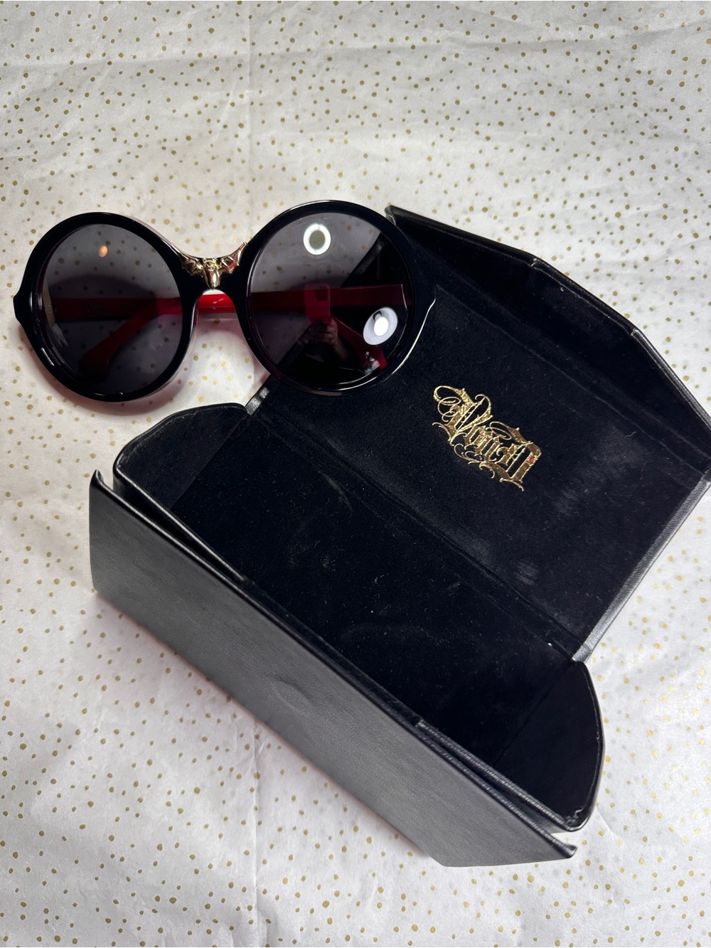 Kat Von D Batcave Black and Red Sunglasses